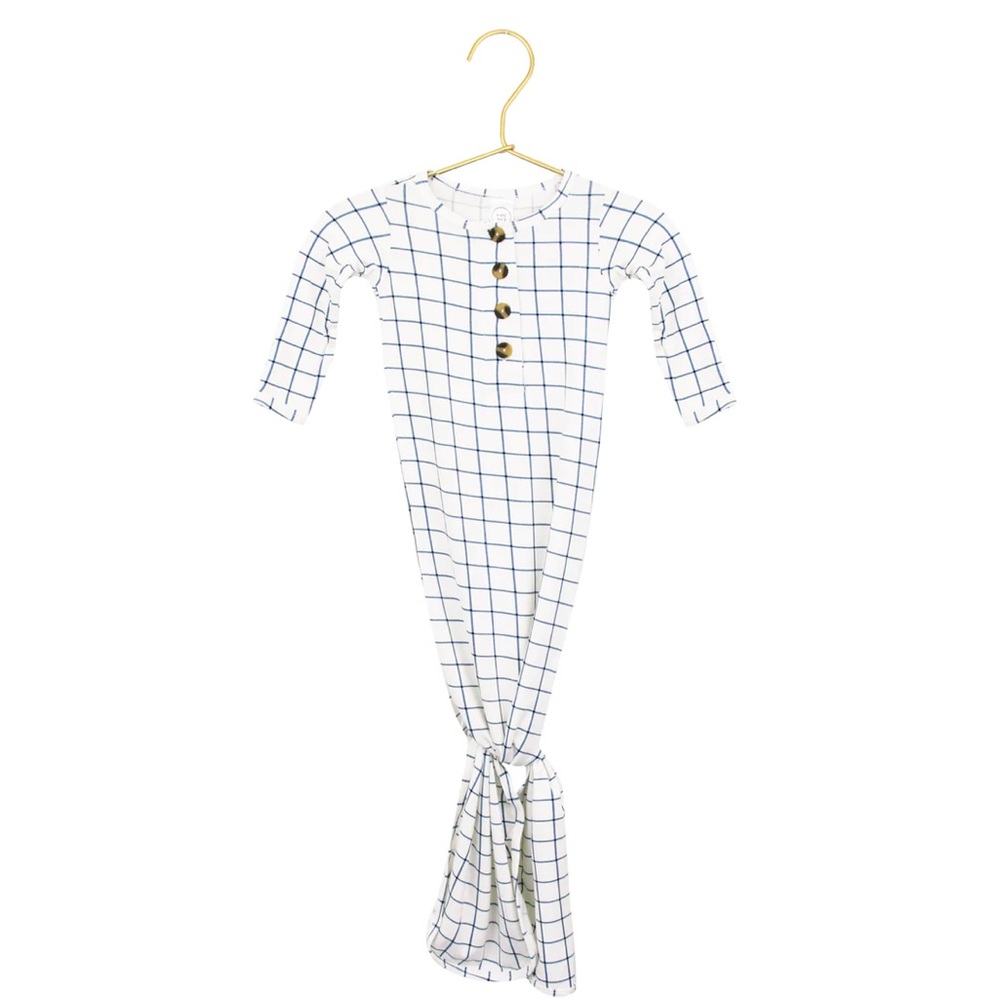 Lou Lou & company newborn knotted gown with matching hat & mittens.